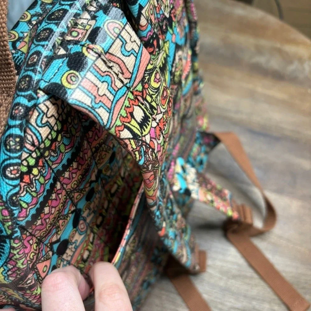 SAKROOTS Backpack Bag Canvas Boho Southwestern Artsy Colorful‎ EUC